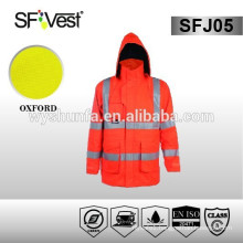 high visibility reflective safety warning jacket with waterproof treated